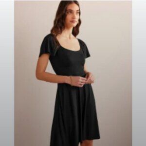 Boden Square Neck Jersey Mini Dress 16/18 R, Black